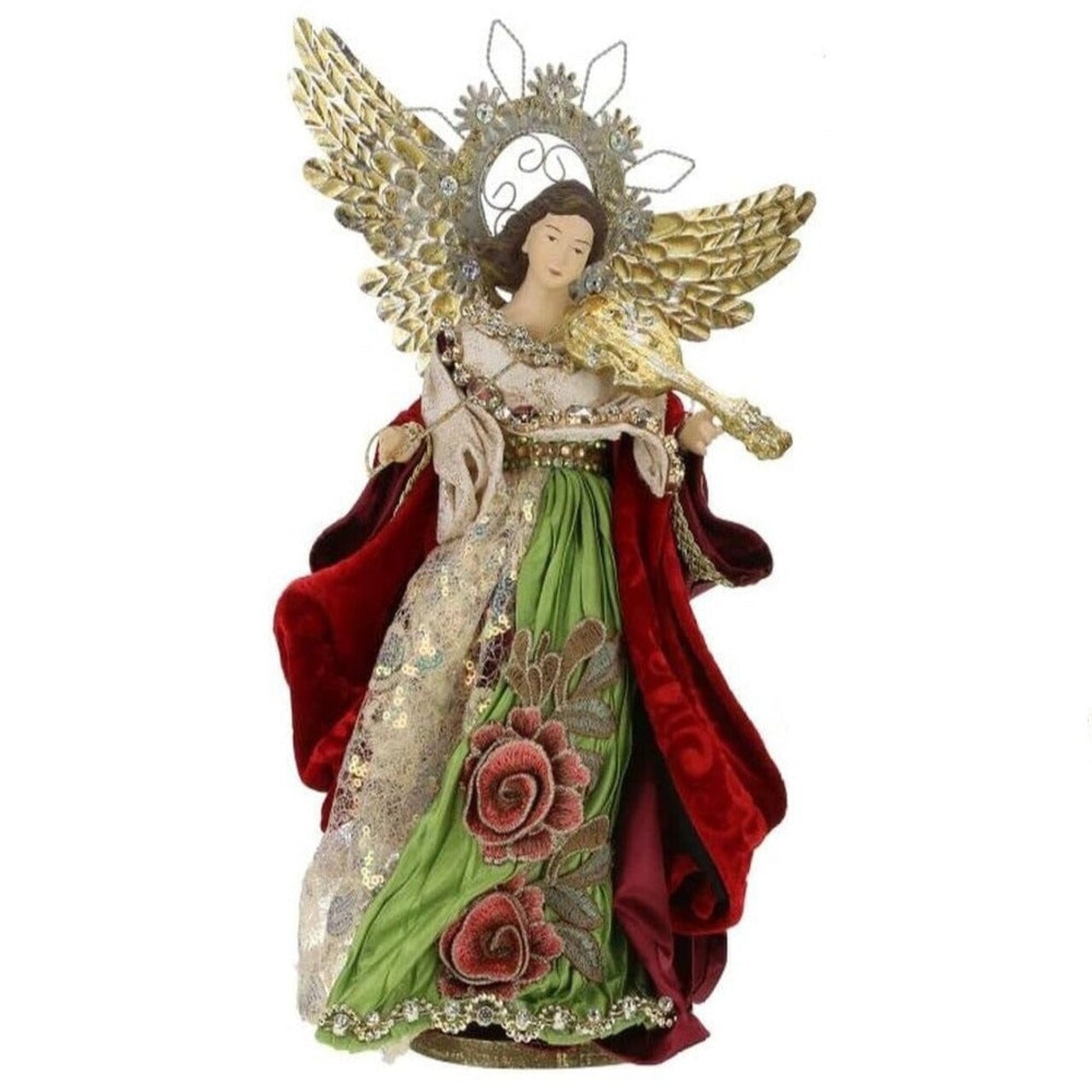 12.5" Elegant Angels with Musical Instruments – Set of 2 Christmas Figurines